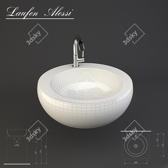 Laufen Alessi One 104: White Ceramic Inset Bathroom Sink 3D model image 1