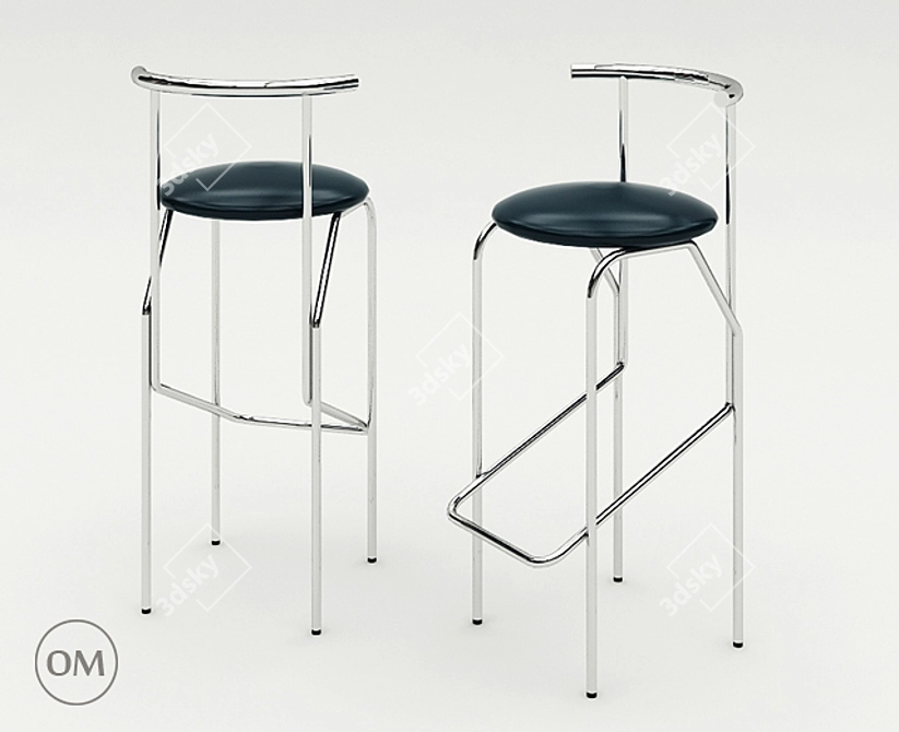 Contemporary Chrome Leg Bar Stool 3D model image 1