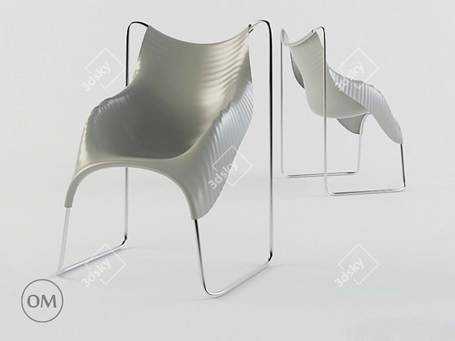 Wavy Stacking Chair | Stainless Steel Frame | ABS Plastic Seat 3D model image 1