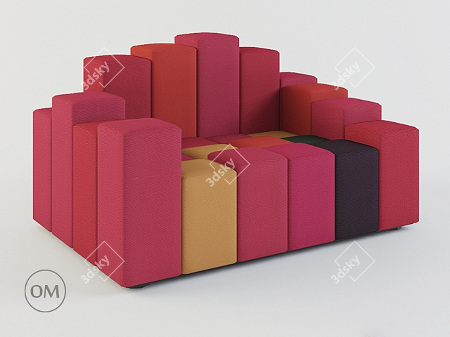 Title: Versatile Do-Lo-Rez Modular Sofa 3D model image 1