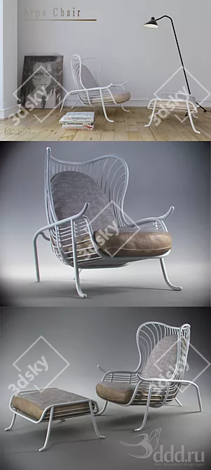 Elegant Arpa Lounge Chair 3D model image 1