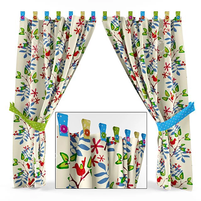 Baby Dreams Nursery Curtains 3D model image 1