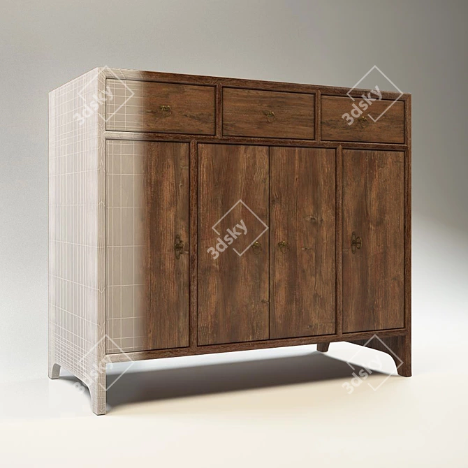 Vintage Colonial Chest of Drawers 3D model image 1