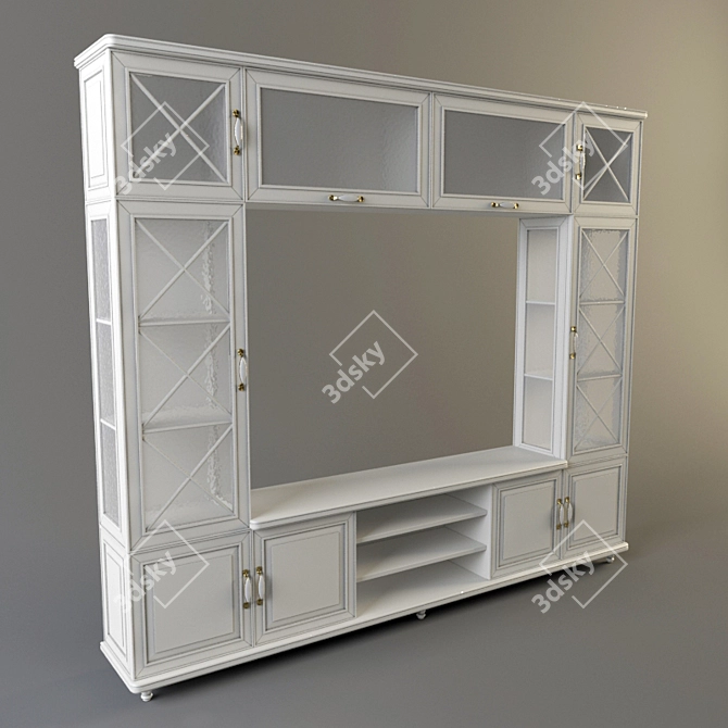 Classic Display Bookshelf & Media Console 3D model image 1