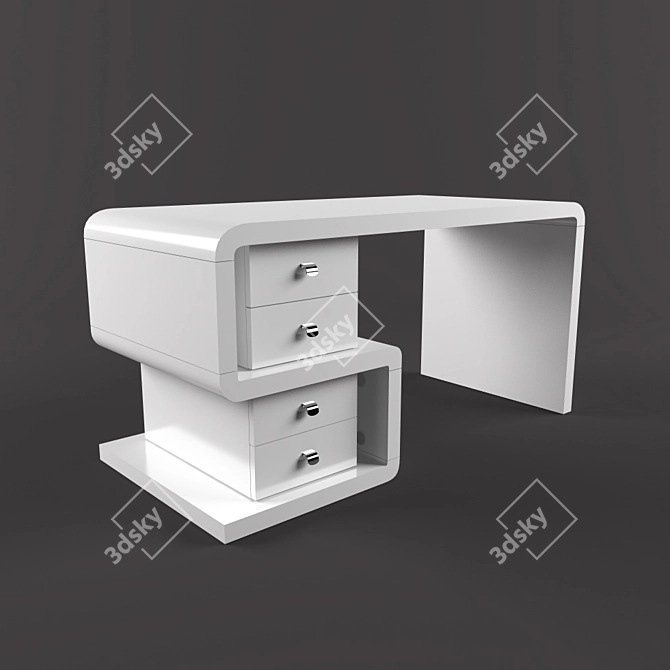 Sleek White Snake Writing Desk 3D model image 1