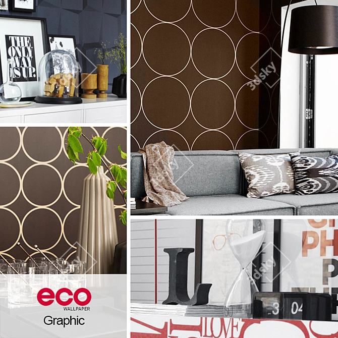 Graphic ECO Wallpaper: Seamless Collection 3D model image 1