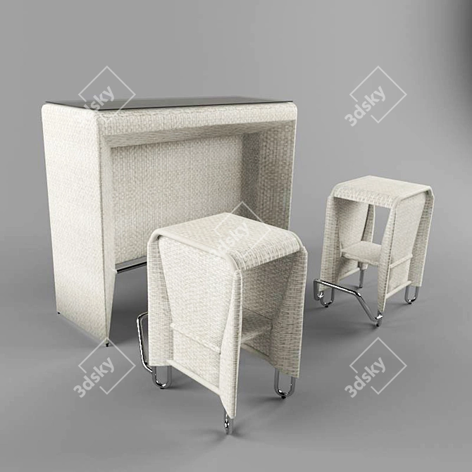 Title: "Modena" Bar Table and Stool Set 3D model image 1