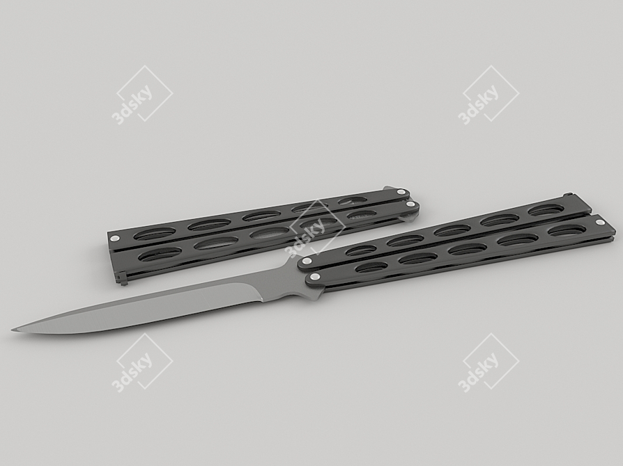 Sleek Blade: Butterfly Knife 3D model image 1