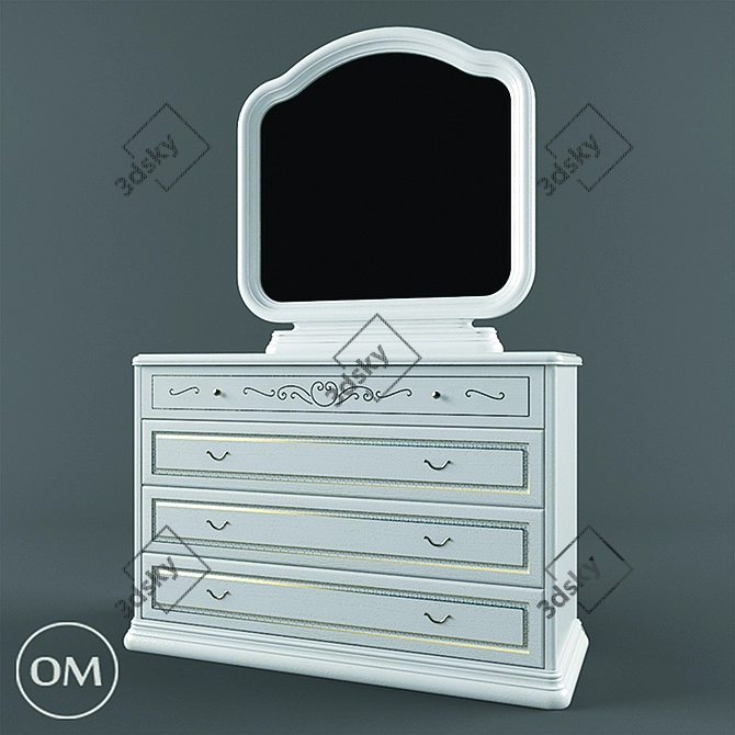 Luigi White Mirror Dresser 3D model image 1