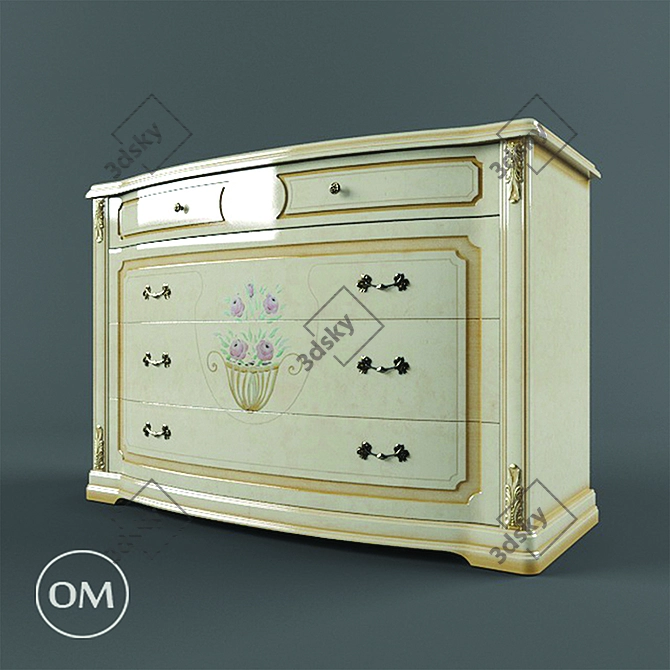 Floriana Beige Textured Miassmobili Chest 3D model image 1