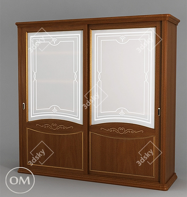 Luigi Walnut Wardrobe with Textures 3D model image 1