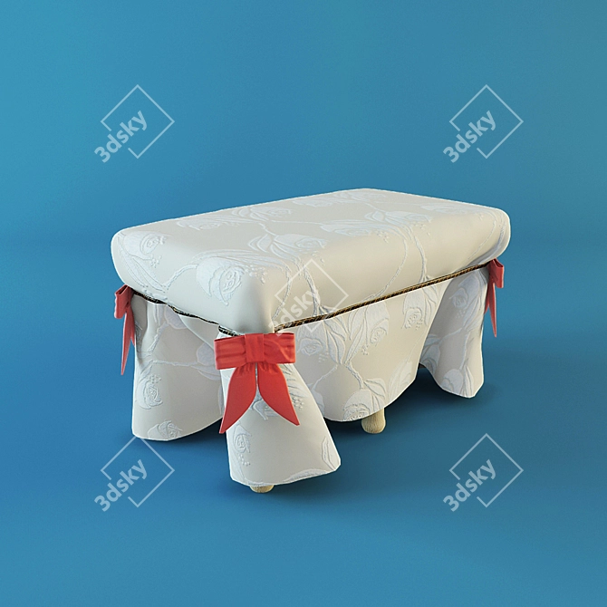 French Chic Pouffe with Bow Detail 3D model image 1