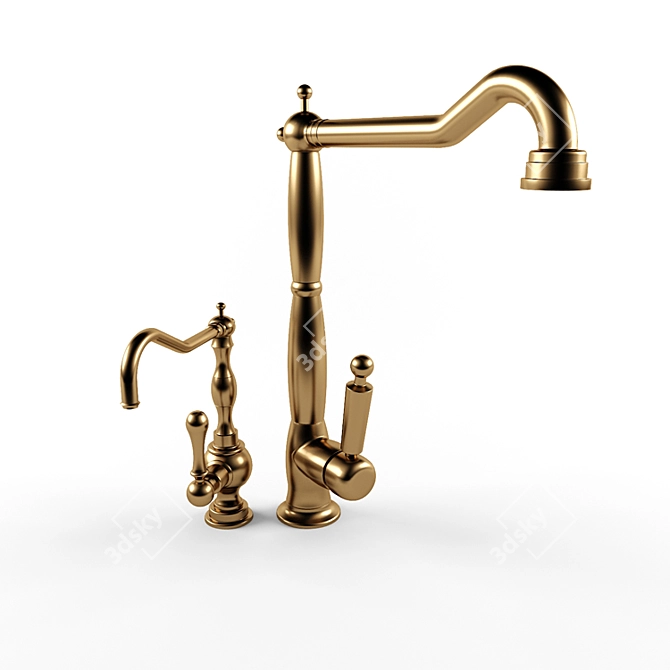 Elegant Bronze Kitchen Faucet 3D model image 1