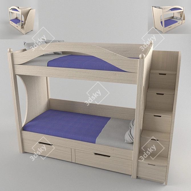 Multi-functional Children's Bunk Bed 3D model image 1