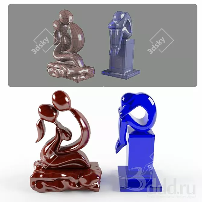 Elegant Stone Figurine 3D model image 1