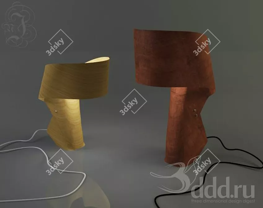 Sleek Wooden Lamp 3D model image 1