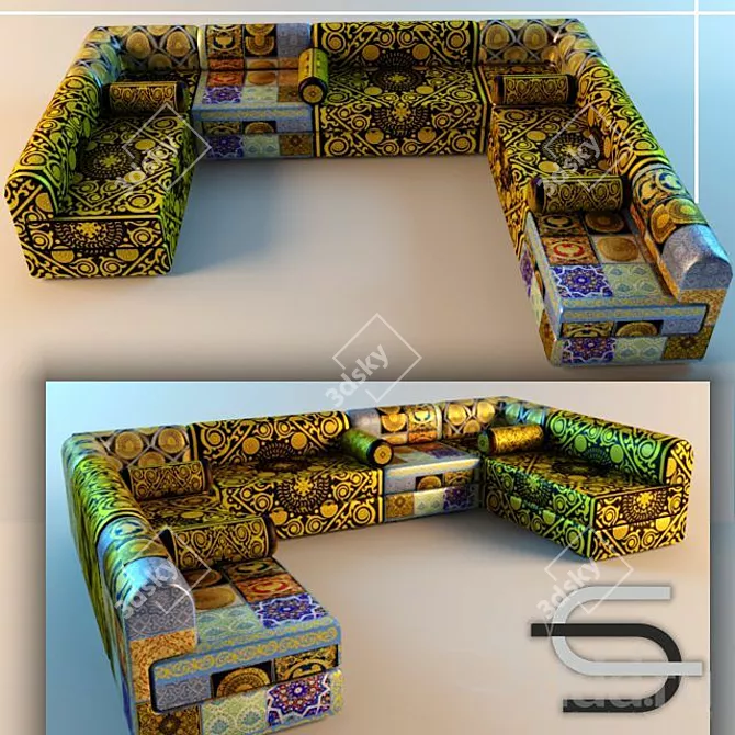 Relaxation Retreat: Comfy Sofa 3D model image 1