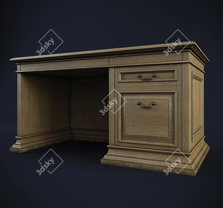 Vintage Executive Desk 3D model image 1