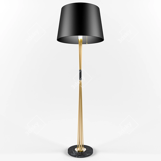 MILES | Floor Lamp - Elegant Brass and Marble Torchère 3D model image 1
