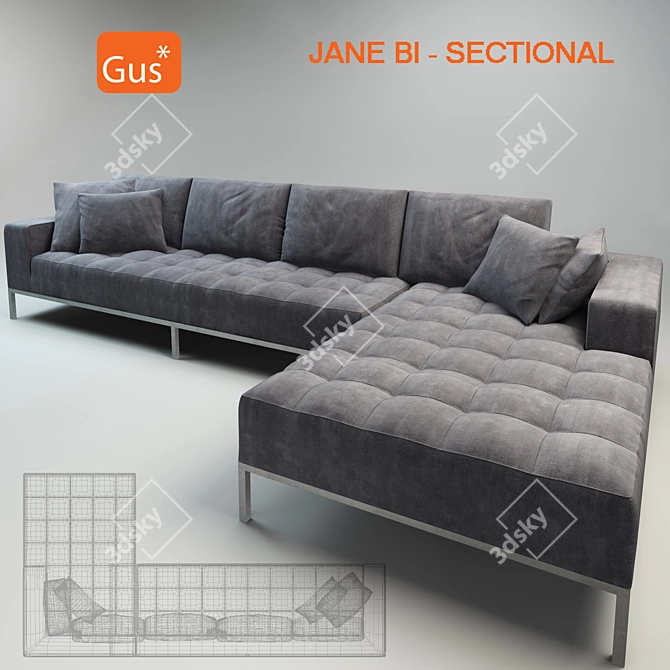 Modern Bi-Sectional Sofa: Jane 3D model image 1