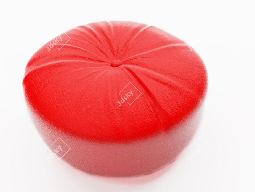 Pleated Red Faux Leather Pillow 3D model image 1