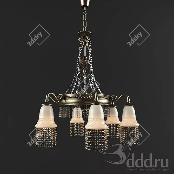 Vintage Elegance: Antique Chandelier 3D model image 1