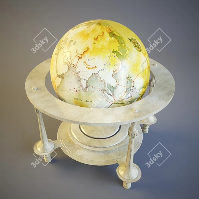 Vintage World Globe 3D model image 1