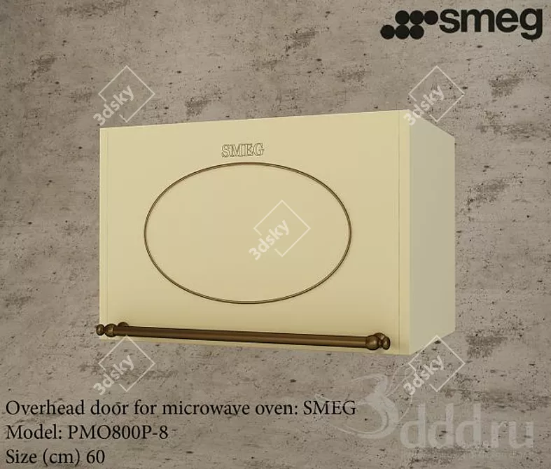 SMEG Cream Overhead Microwave Door 3D model image 1