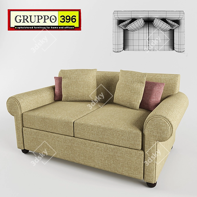 Compact Comfort Sofa 3D model image 1