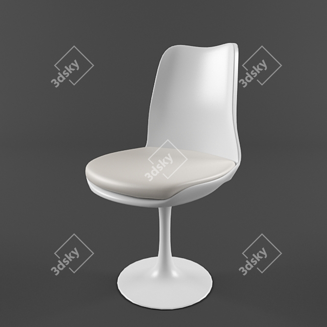 Elegant Plastic Chair with Leather Cushion 3D model image 1