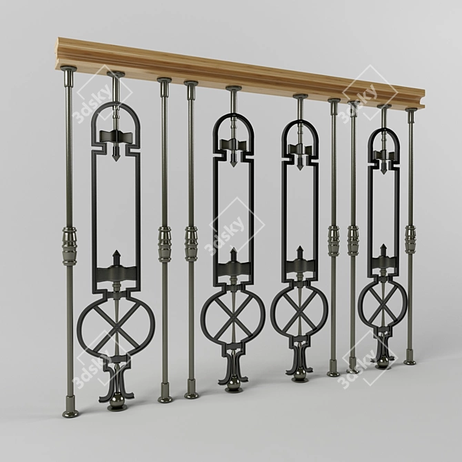 Elegant Wrought Iron Railings 3D model image 1