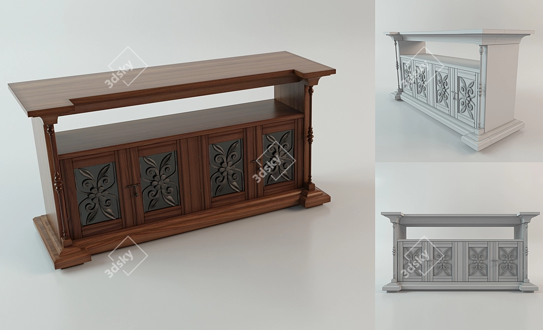 Sleek TV Stand 3D model image 1