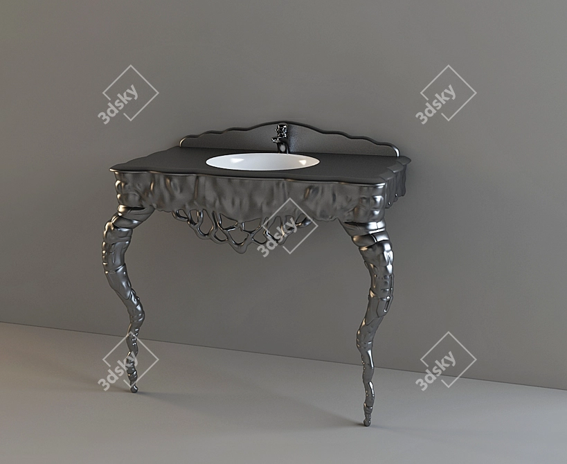 Sleek Stainless Steel Sink 3D model image 1