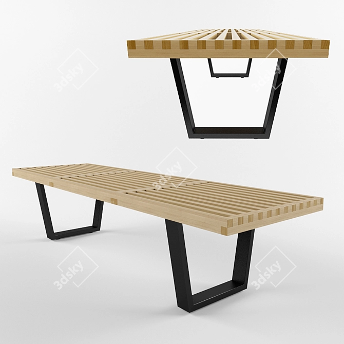 Platform Bench - 3D Model with Materials and Textures Included 3D model image 1