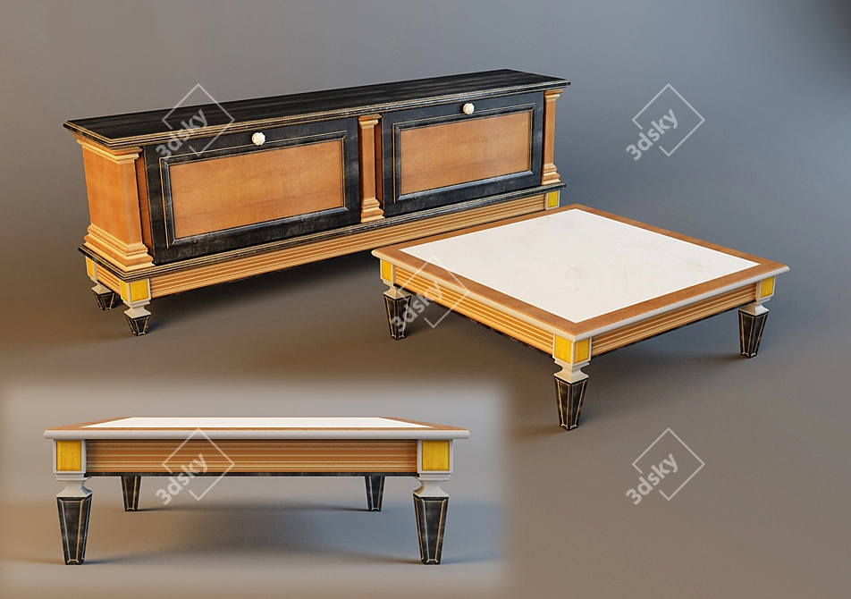 Versatile Bedside and Coffee Table Combo 3D model image 1