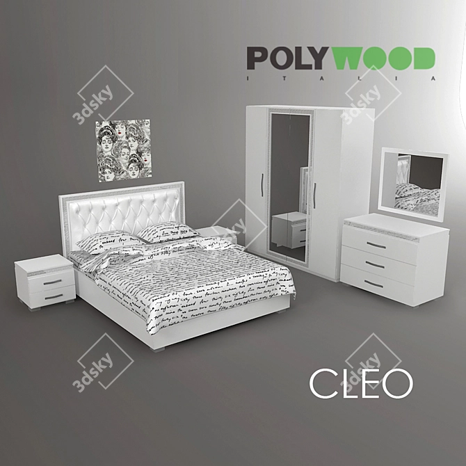Italian Cleo Bedroom Set 3D model image 1