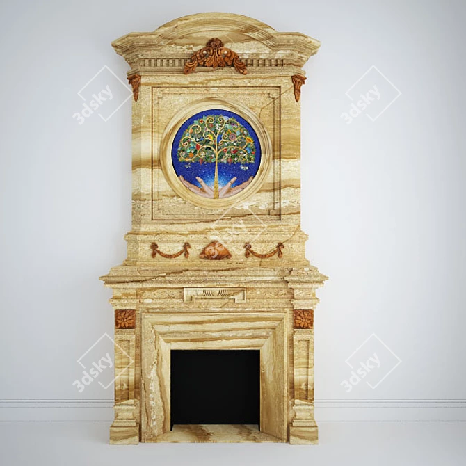 Vintage-inspired Fireplace 3D model image 1