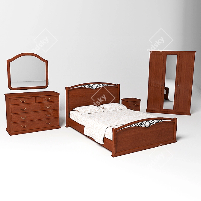 Elegant Italian Bedroom Set 3D model image 1