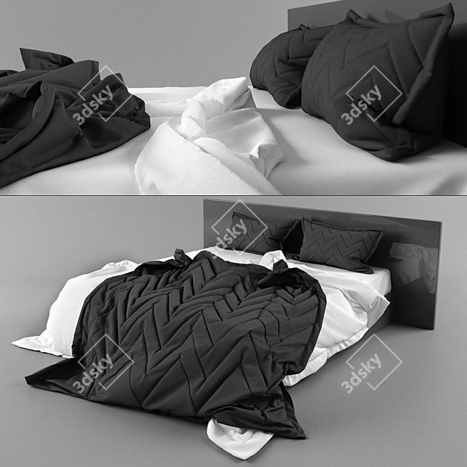 Luxury Bed Linen Set: Soft and Stylish Sheets 3D model image 1