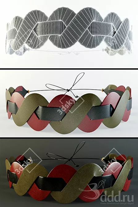 Stylish Leather Bracelet 3D model image 1