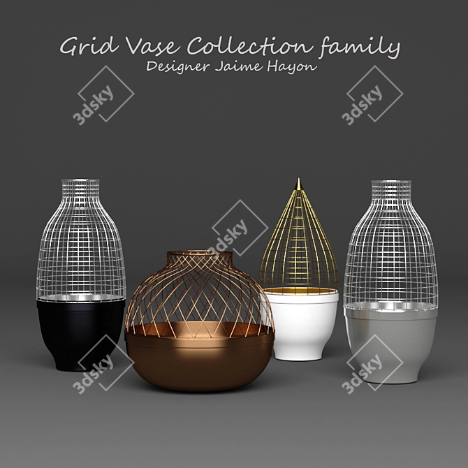 Knightly Grid Vases by Hayon 3D model image 1