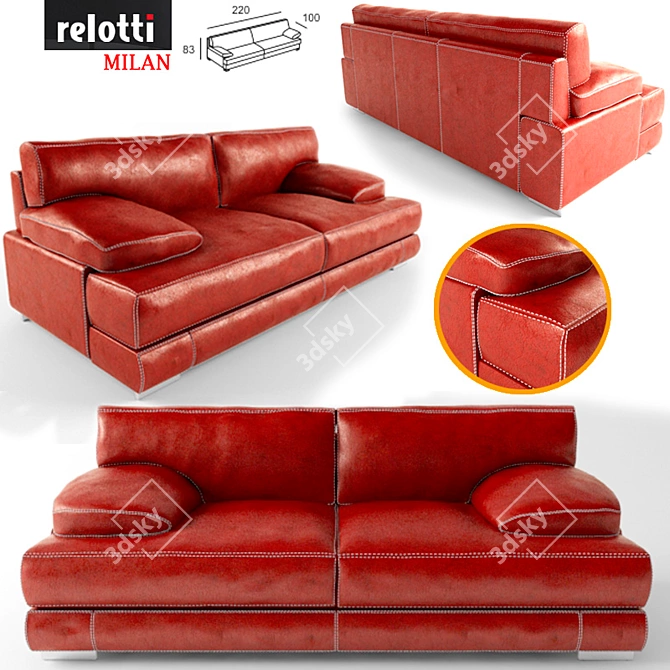 Elegant Milan Sofa - Relotti 3D model image 1