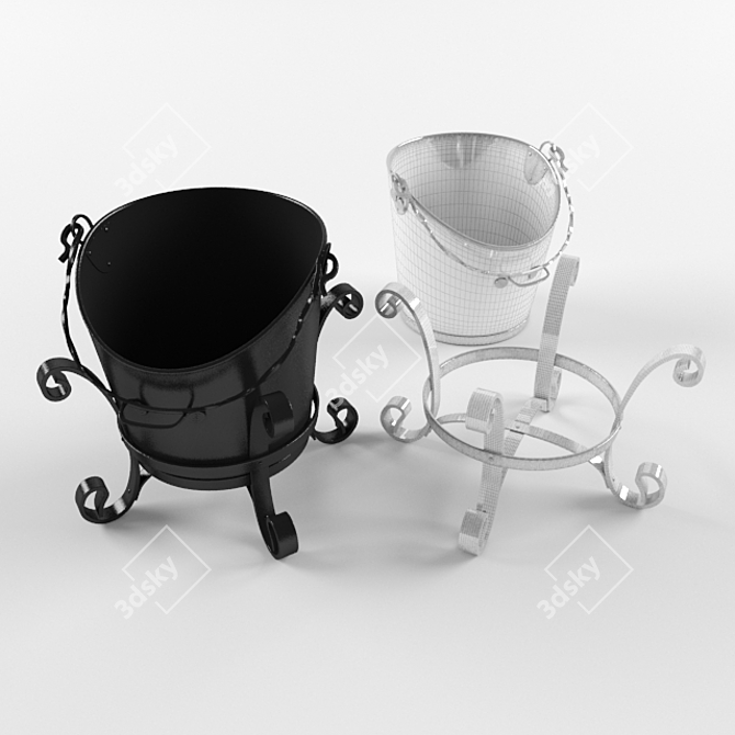 Hammered Coal Bucket Set 3D model image 1