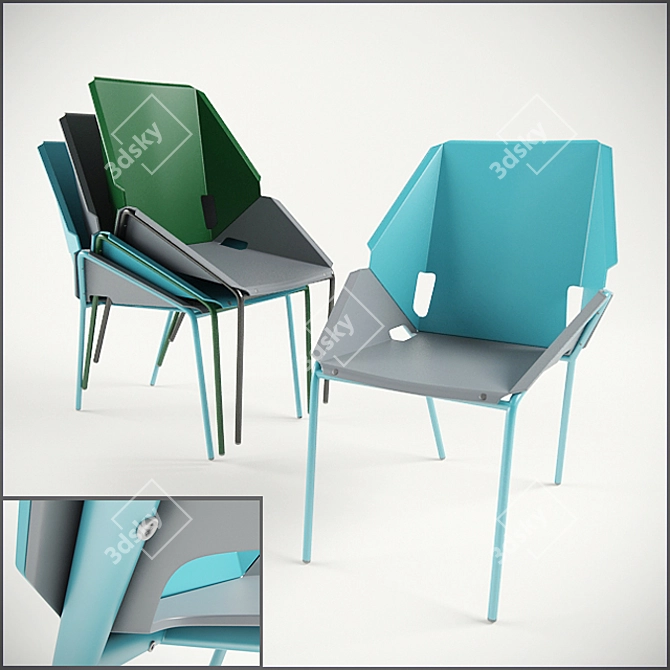 Modern Steel and Plastic Bar Stool 3D model image 1