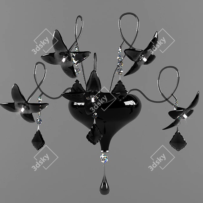 SINFONIA Wall Sconce: Elegant Chrome and Black Glass 3D model image 1