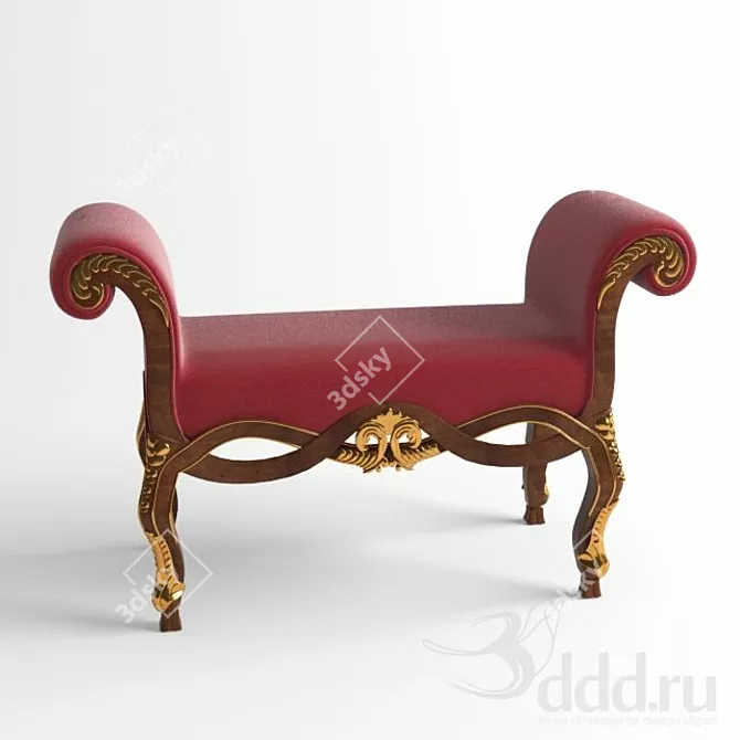 Stylish Upholstered Bench 3D model image 1