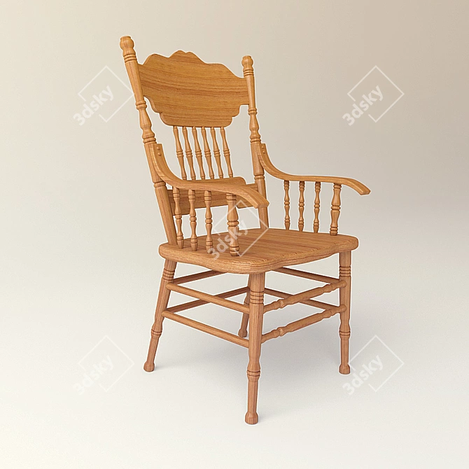 Classic Carved Wooden Chair 3D model image 1