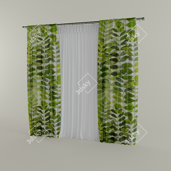 Elegant Curtains and Sheers 3D model image 1