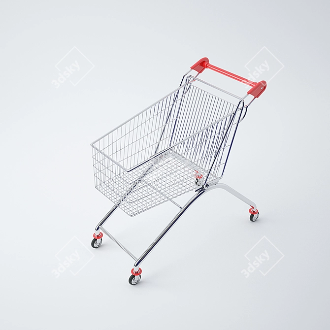 Supermarket Stroller: Convenient and Compact! 3D model image 1