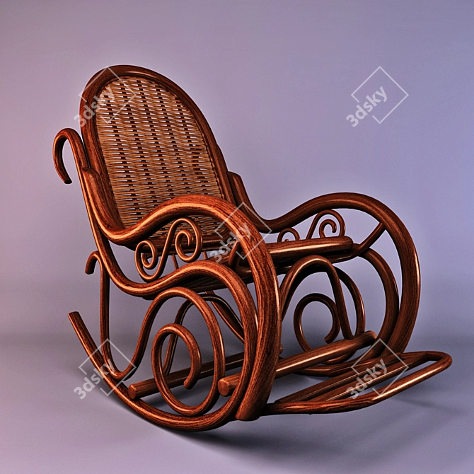 Ergonomic Rattan Rocking Chair 3D model image 1